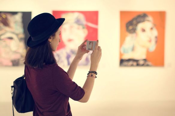 Woman Visiting Art Gallery Lifestyle Concept